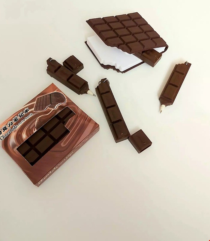 ست دفترچه یادداشت شکلاتی و روان نویس شکلاتی