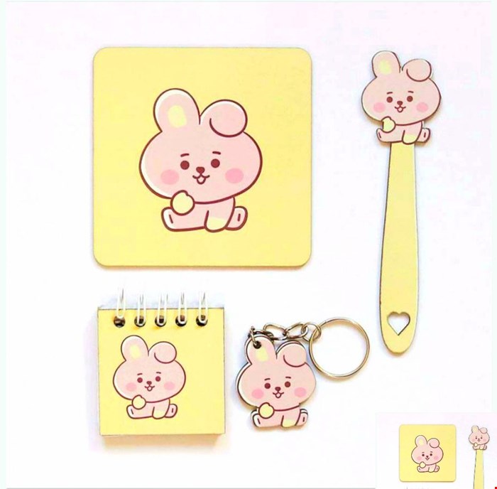 ست 4 تکه چوبی bt21 طرح کوکی Cooky