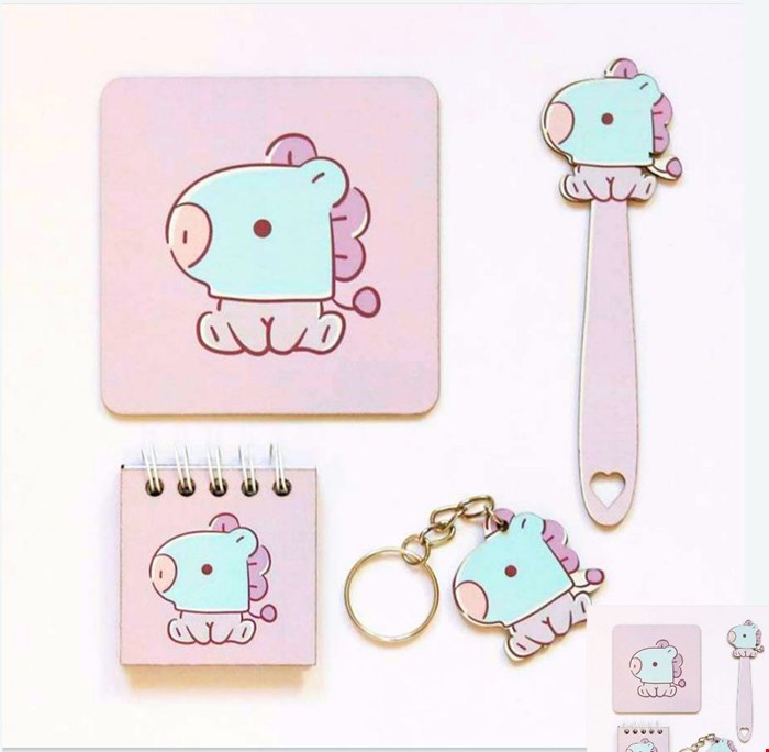 ست 4 تکه چوبی bt21 طرح مانگ Mang