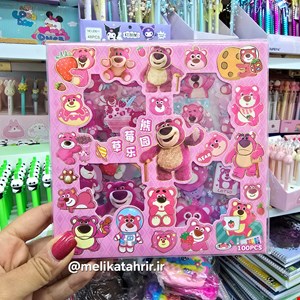 استیکر شفاف 100 عددی خرس صورتی