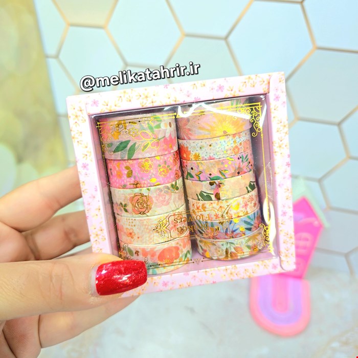 ست چسب واشی طلاکوب ( بسته 12 عددی) 